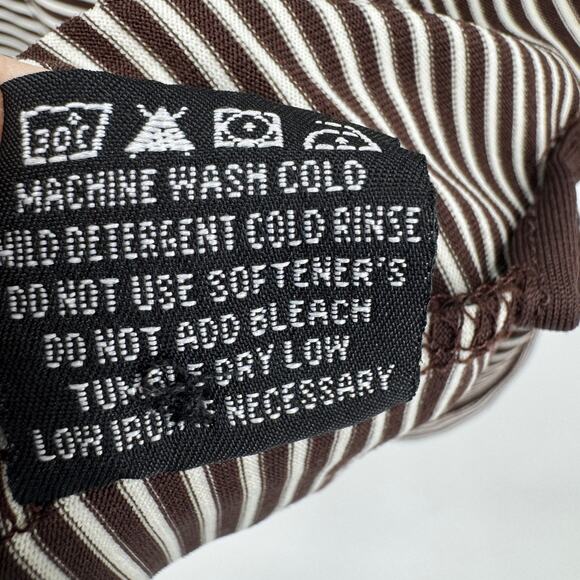 Straight Down Polo Shirt Mens Large Brown Stripe BELFAIR GOLF Logo Short Sleeve - Picture 7 of 8